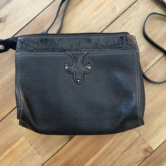 Brighton Crossbody Wallet Organizer Black Leather Floral‎ Interior - Picture 5 of 7